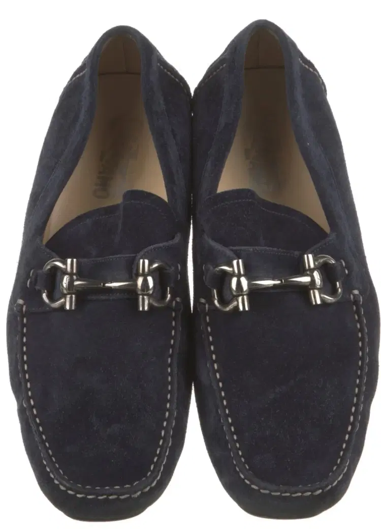 Salvatore Ferragamo Blue Suede Parigi Leather Loafer-Hover-Image