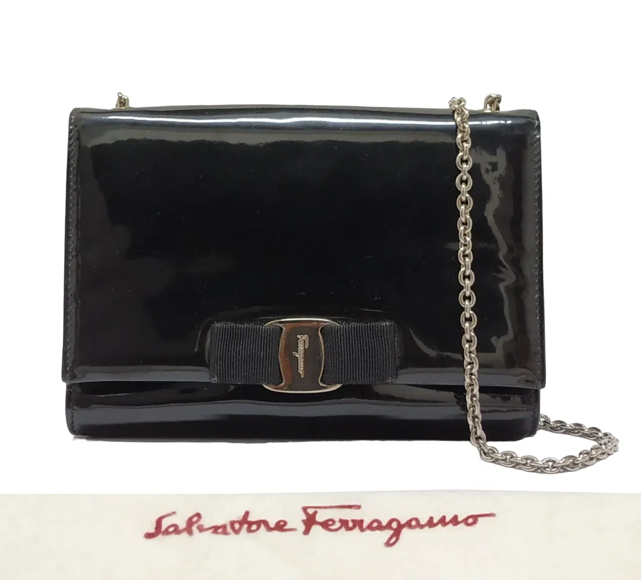 Salvatore Ferragamo Vara Patent Leather Clutch