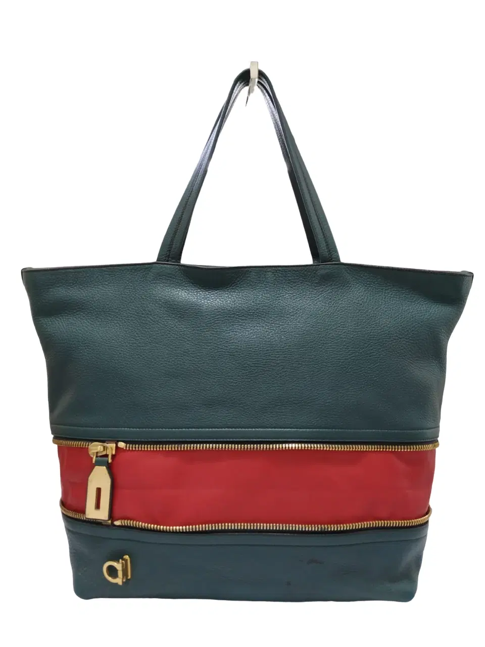 Salvatore Ferragamo Extendable Zipper Leather Shopper Tote