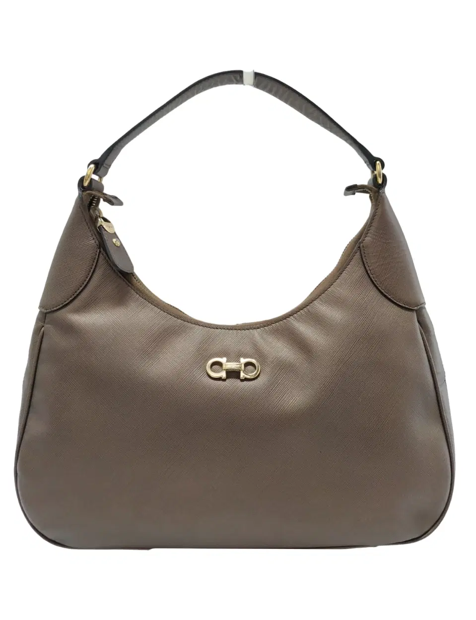 Salvatore Ferragamo Romana Metallic Brown Leather Hobo Bag