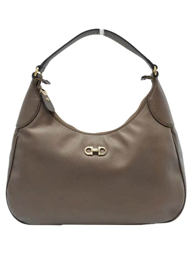 Salvatore Ferragamo Romana Metallic Brown Leather Hobo Bag-Hover-Image