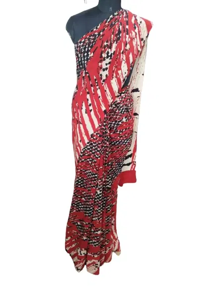 Satya Paul Red and Black Saree-Hover-Image