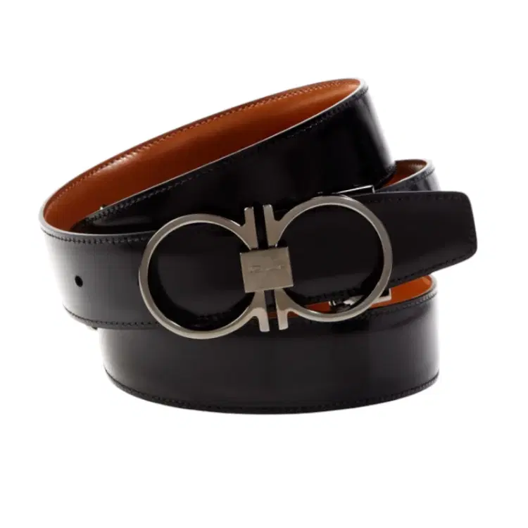 Salvatore Ferragmo Mens Double Gancini Thin Buckle Belt-Hover-Image