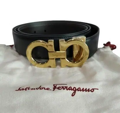 Salvatore Ferragamo Gancini Black & Brown Leather Reversible Belt