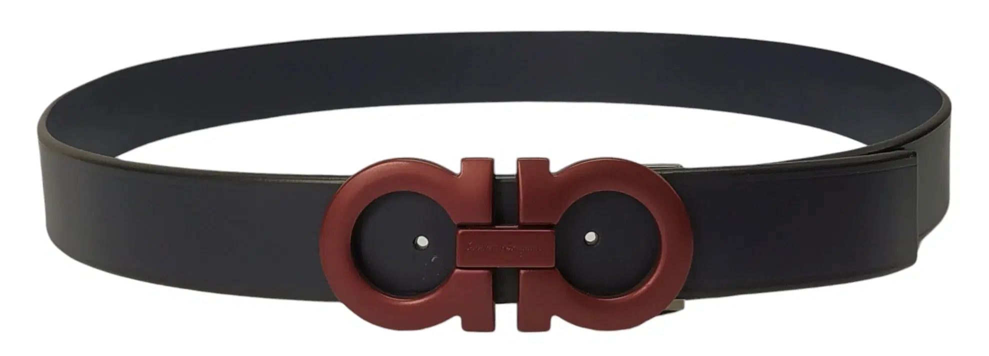 Salvatore Ferragamo Men's Matte Double Gancini Buckle Leather Belt