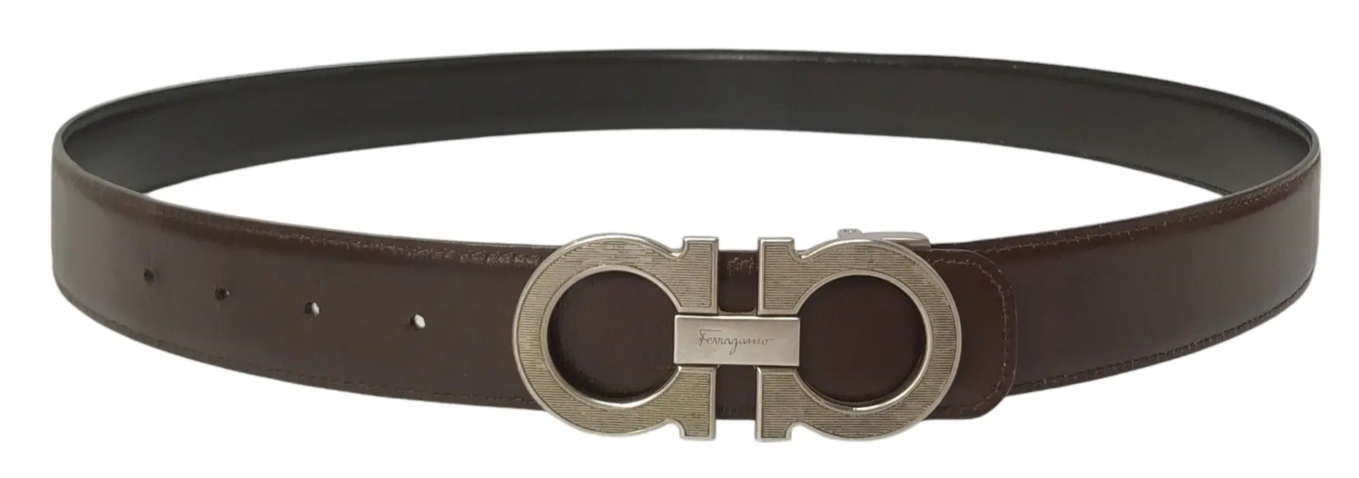 Salvatore Ferragamo Men's Silver Buckle Reversible Belt