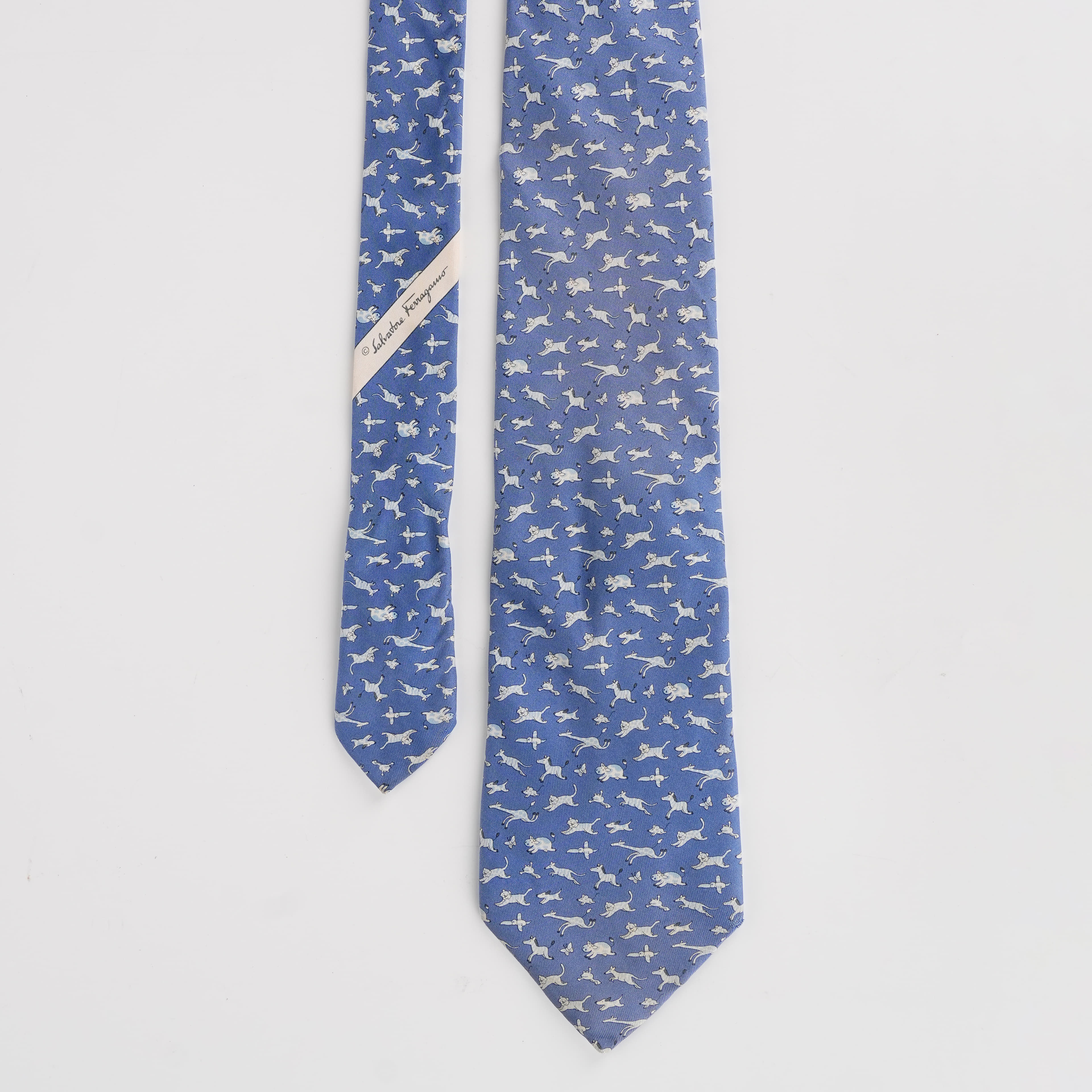 Salvatore Ferragamo Animal Kingdom Print Tie IN Silk Dunhill Garter&Laurel Crest Tie in Silk