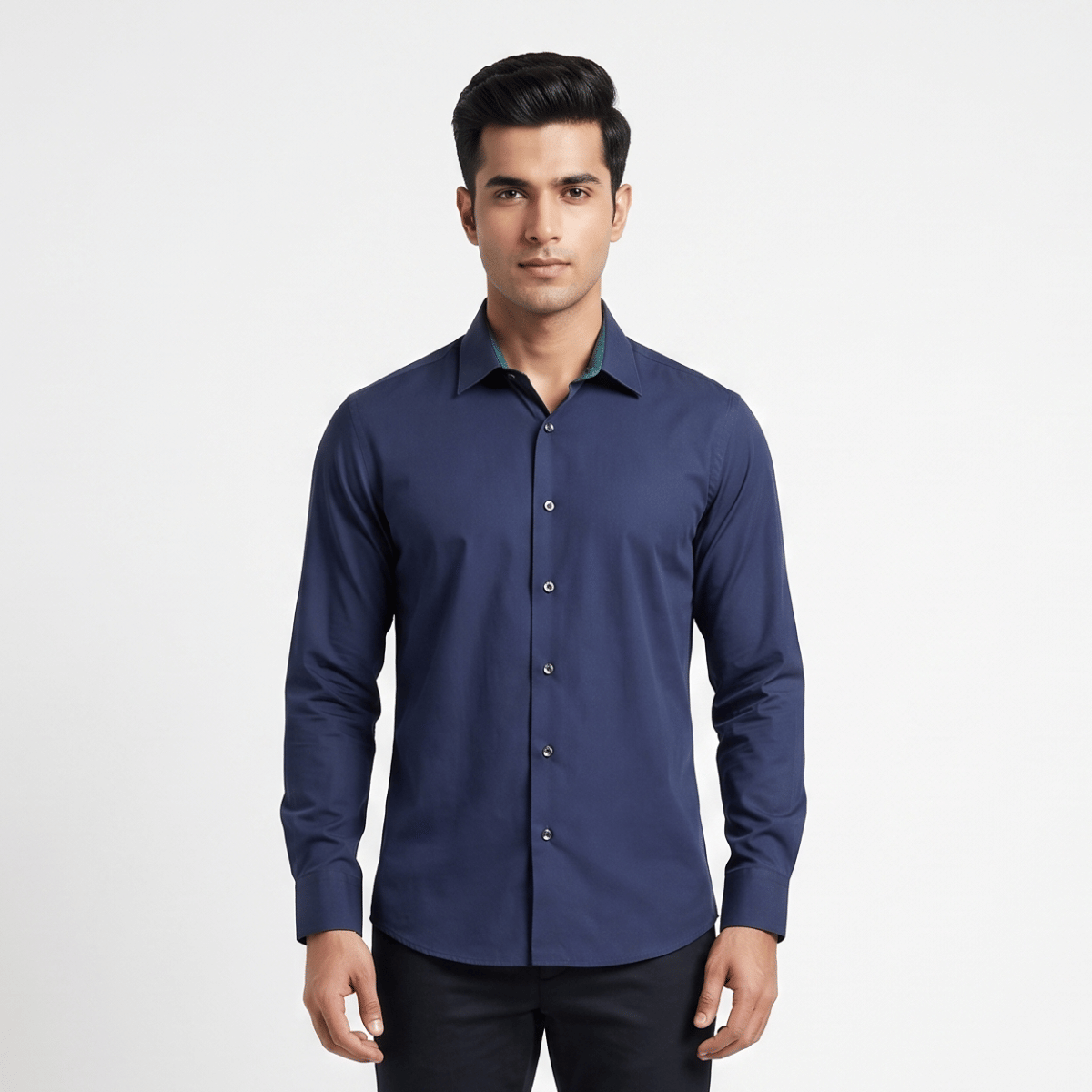 Size L - Ferragamo Navy Blue Men's Shirt