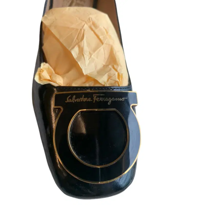Salvatore Ferragamo Gancini Patent Sandal