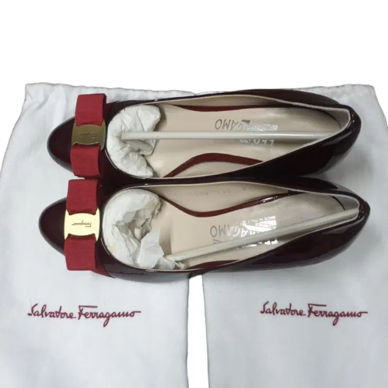 Salvatore Ferragamo Vara Bow Red Patent Leather Wedge Pumps