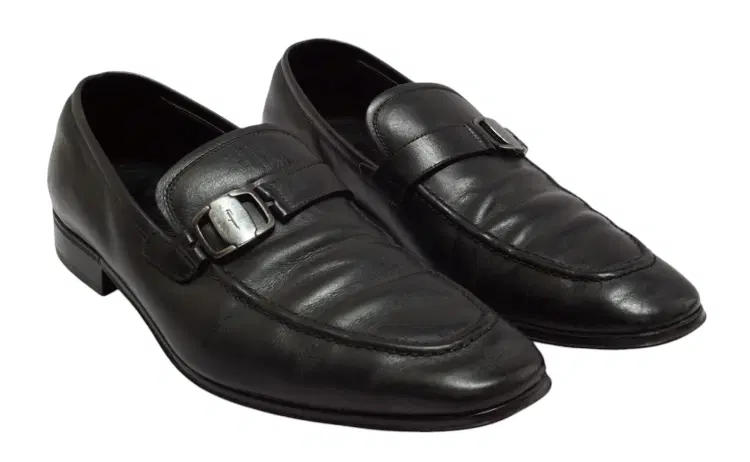 Size 6 - Salvatore Ferragamo Black Leather 'Mattia' Buckle Loafers-Hover-Image