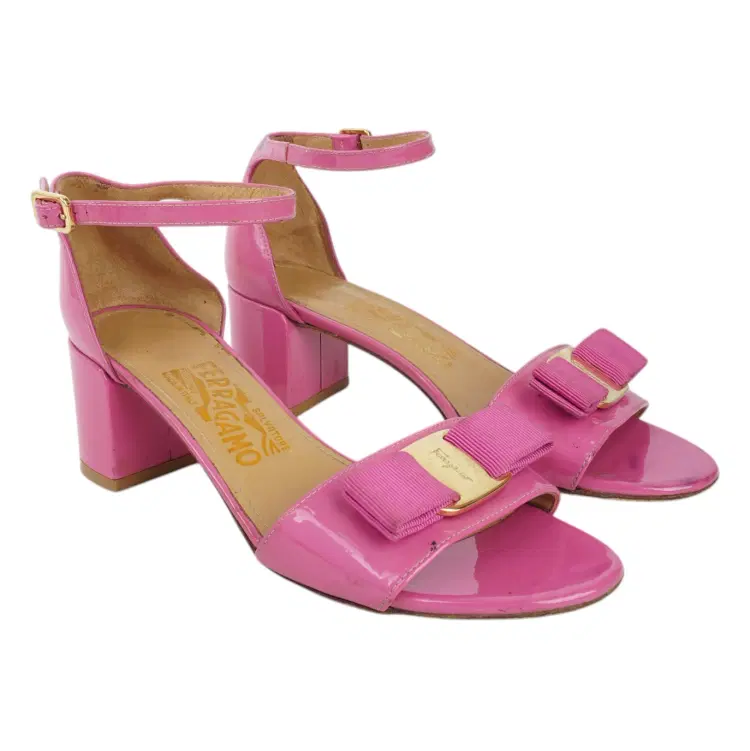 Size 5 - Salvatore Ferragamo Framboise Gavina Patent Leather Sandals-Hover-Image