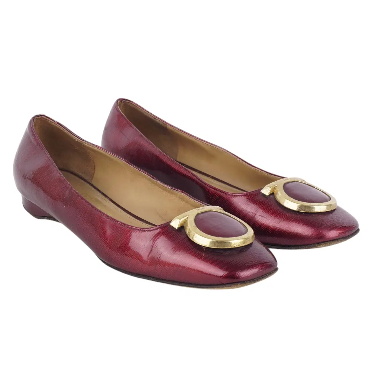Size 8 - Salvatore Ferragamo Burgundy Leather Taissa Buckle Ballet
