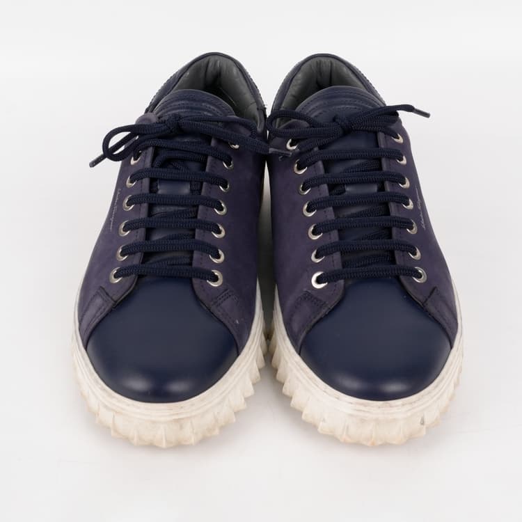 US 8.5 - Salvatore Ferragamo Cube Suede & Leather Low-top Sneakers-Hover-Image