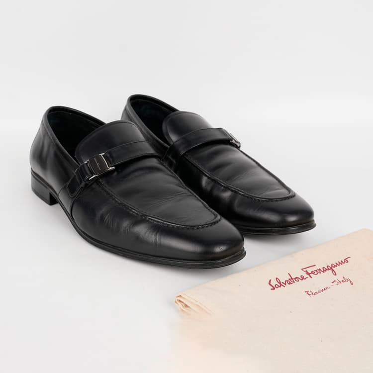 US 9 - Salvatore Ferragamo Mattia Loafers in Black Polished Leather-Hover-Image