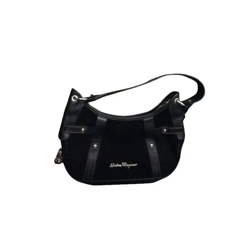 Salvatore Ferragamo Black Suede Bag with Leather Trimmings