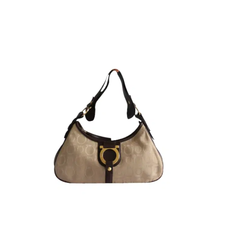 Salvatore Ferragamo Brown Logo Fabric Bag-Hover-Image