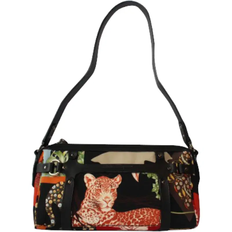Salvatore Ferragamo Tiger Print Black Red Handbag
