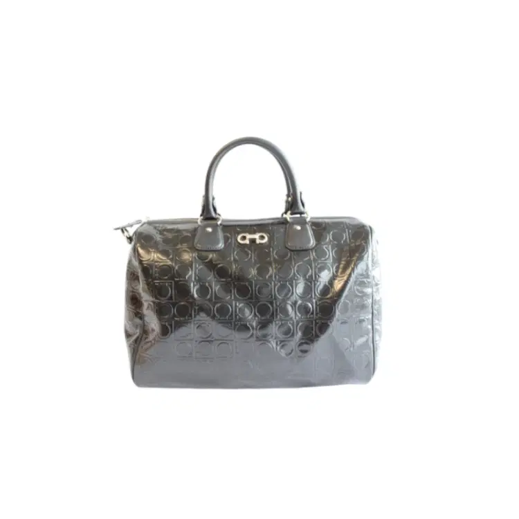 Salvatore Ferragamo Black Monogram Patent Leather Shopper-Hover-Image