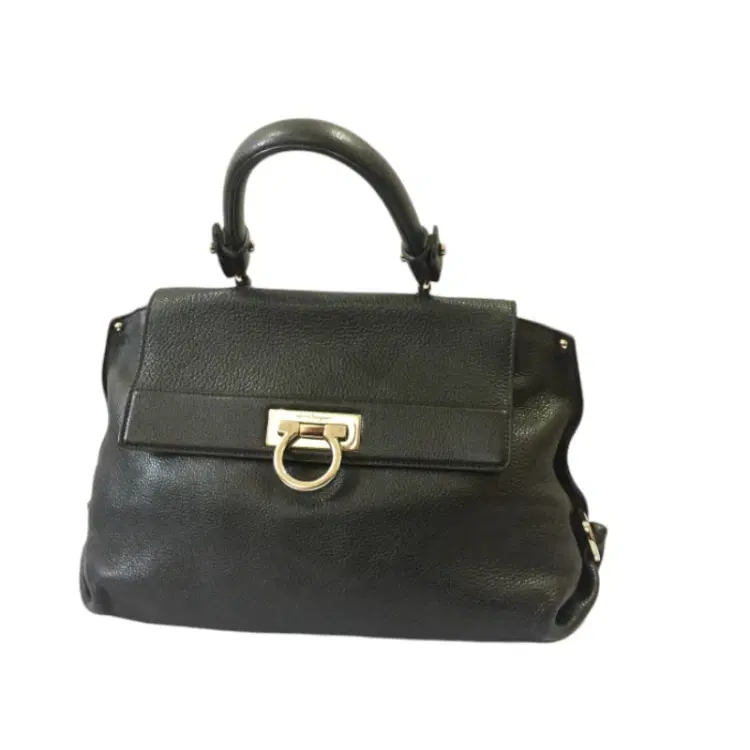 Salvatore Ferragamo Sophia Black Pebble Leather Handbag-Hover-Image