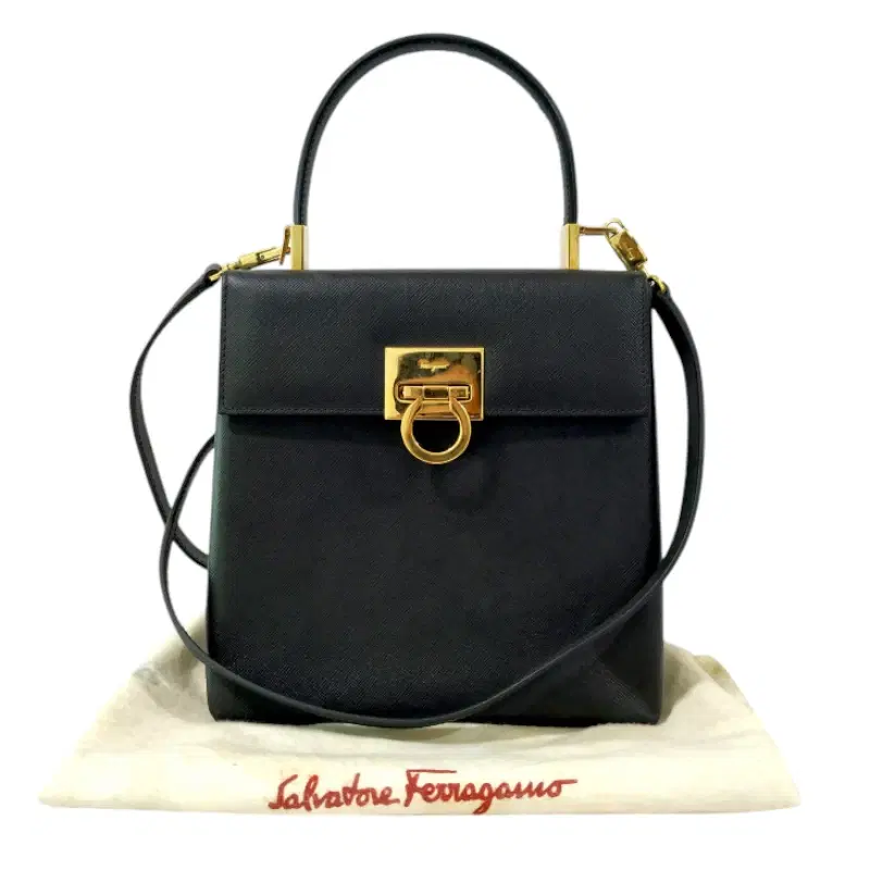 Salvatore Ferragamo Gancini Leather Shoulder Satchel