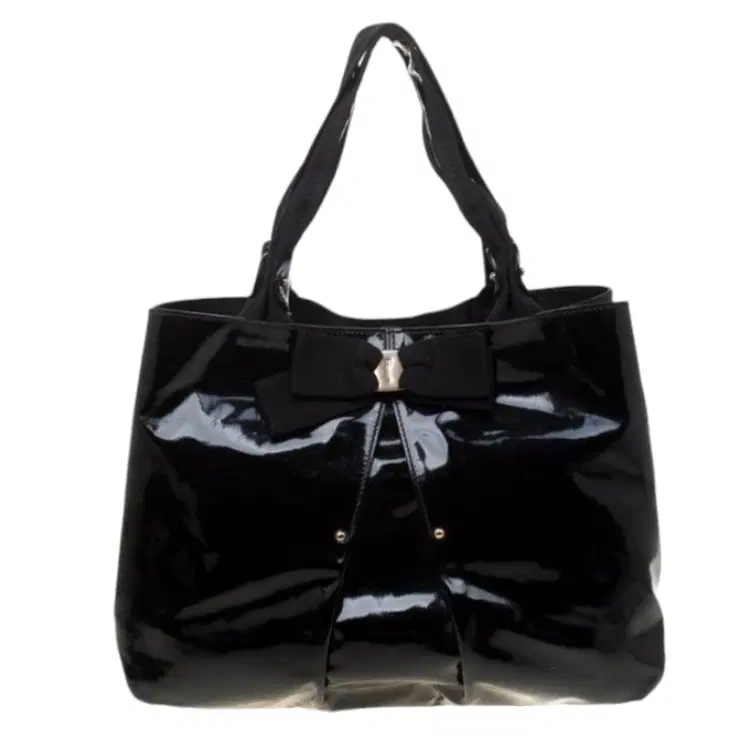 Salvatore Ferragamo Black Patent Leather Miss Vara Selene Tote-Hover-Image