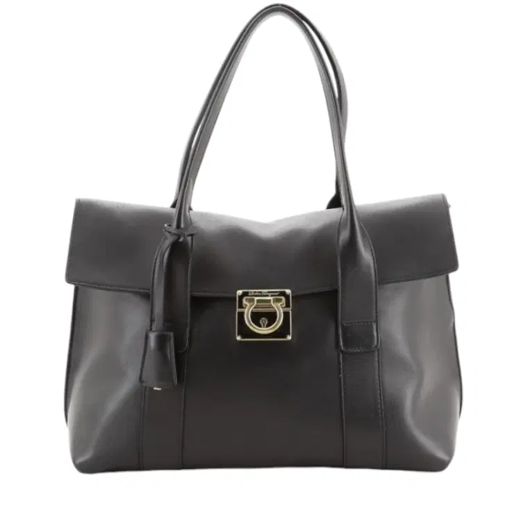 Salvatore Ferragamo Gancini Lock Flap Leather Tote-Hover-Image