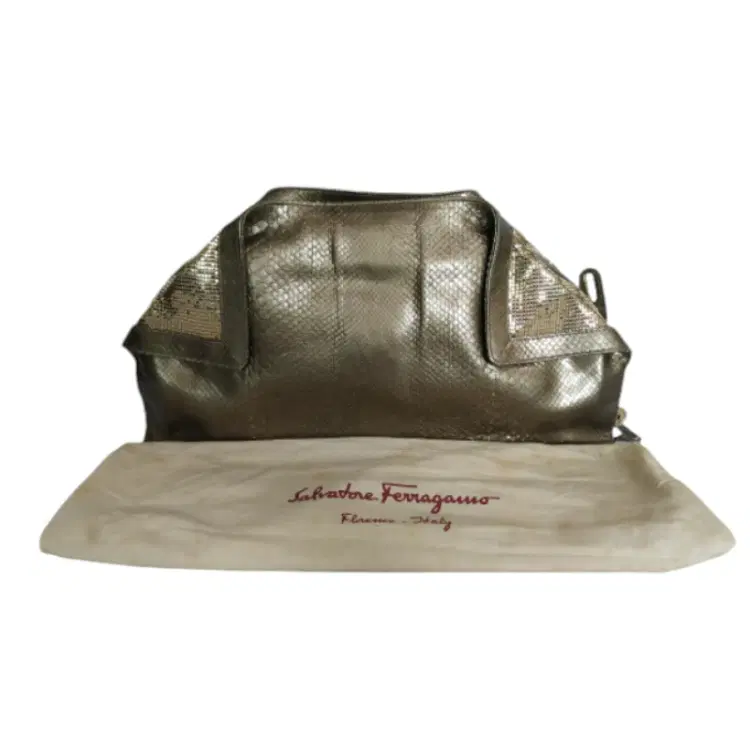 Salvatore Ferragamo Oversized Python Clutch-Hover-Image