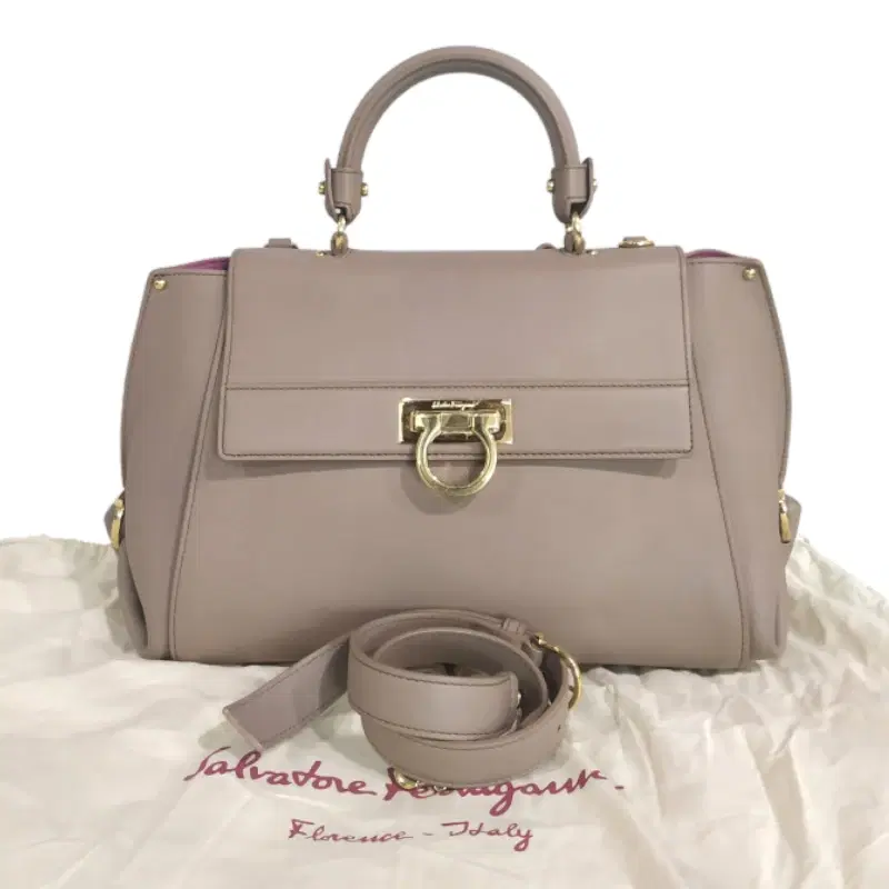 Salvatore Ferragamo Beige Leather Medium Sofia Top Handle Bag