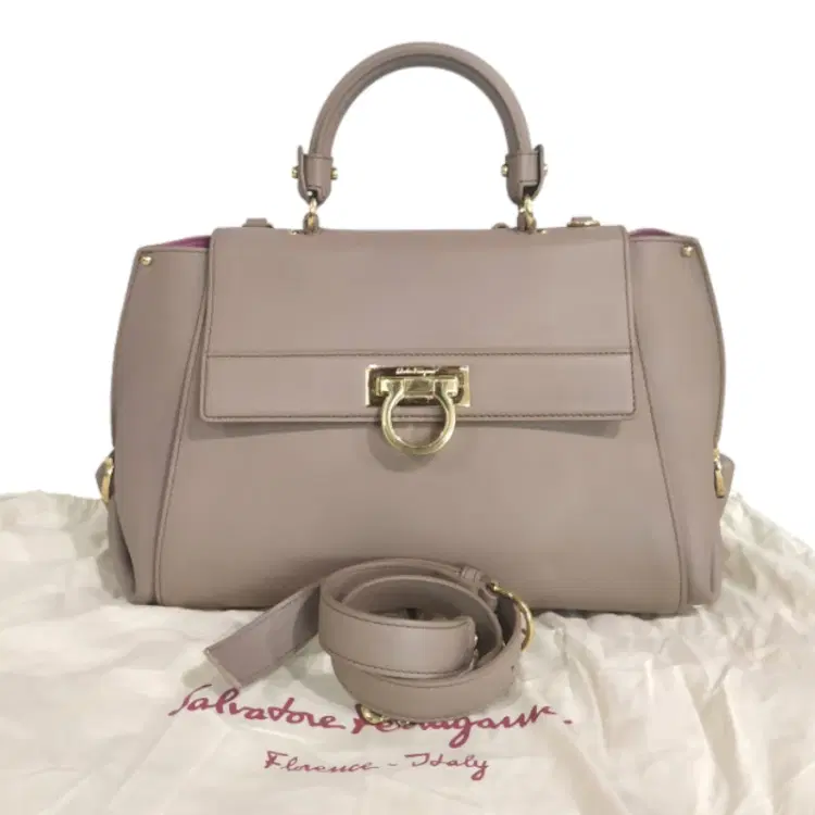 Salvatore Ferragamo Beige Leather Medium Sofia Top Handle Bag-Hover-Image