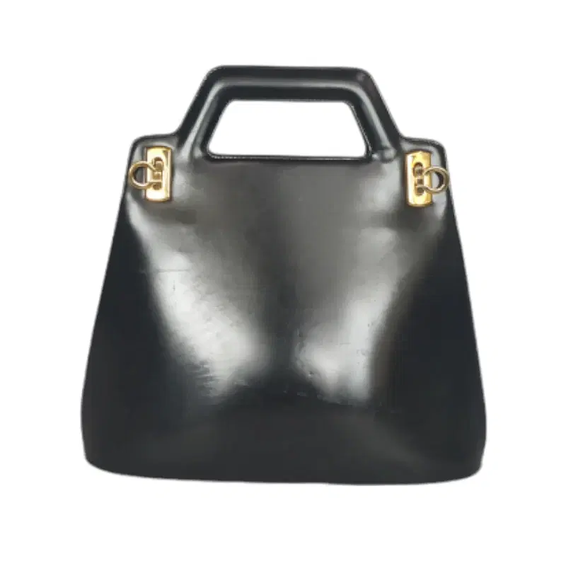 Salvatore Ferragamo Gancini Black Patent Bag