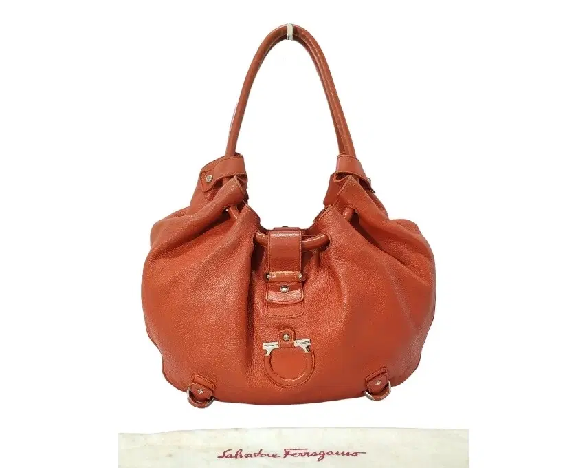 Salvatore Ferragmo Orange Leather Gancini Lucchetto Hobo Bag
