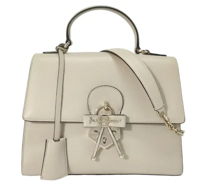 Salvatore Ferragamo Beige Leather Letty Top Handle Bag