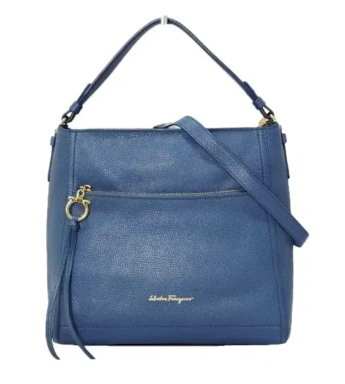 Salvatore Ferragamo Grained Calfskin Ally Hobo Blue-Hover-Image