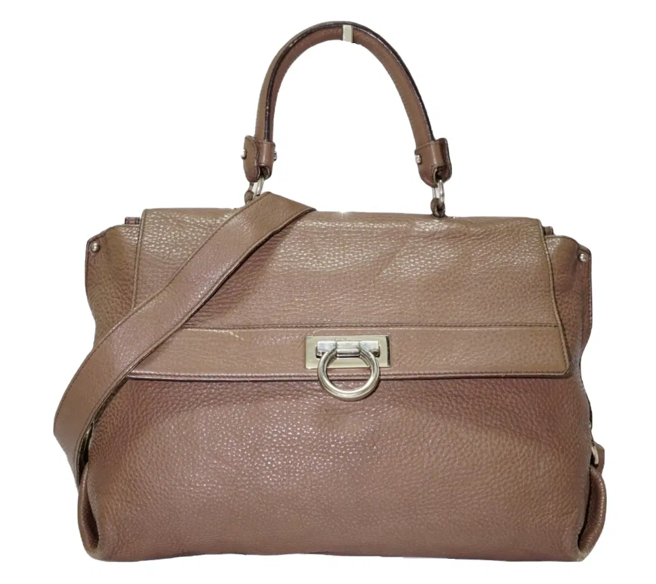 Salvatore Ferragamo Beige Leather Medium Sofia Satchel