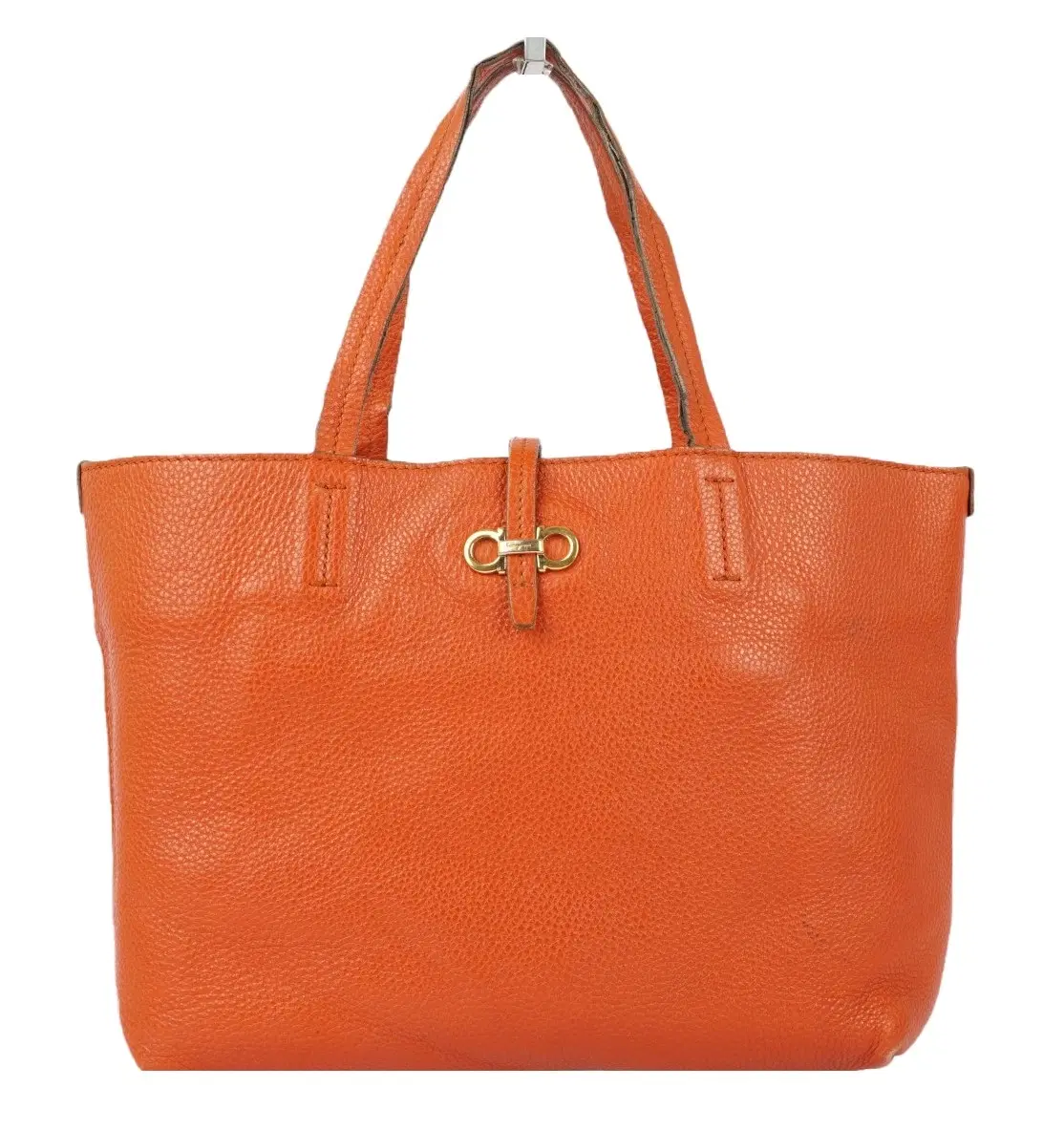 Salvatore Ferragamo Orange Leather Bice Tote