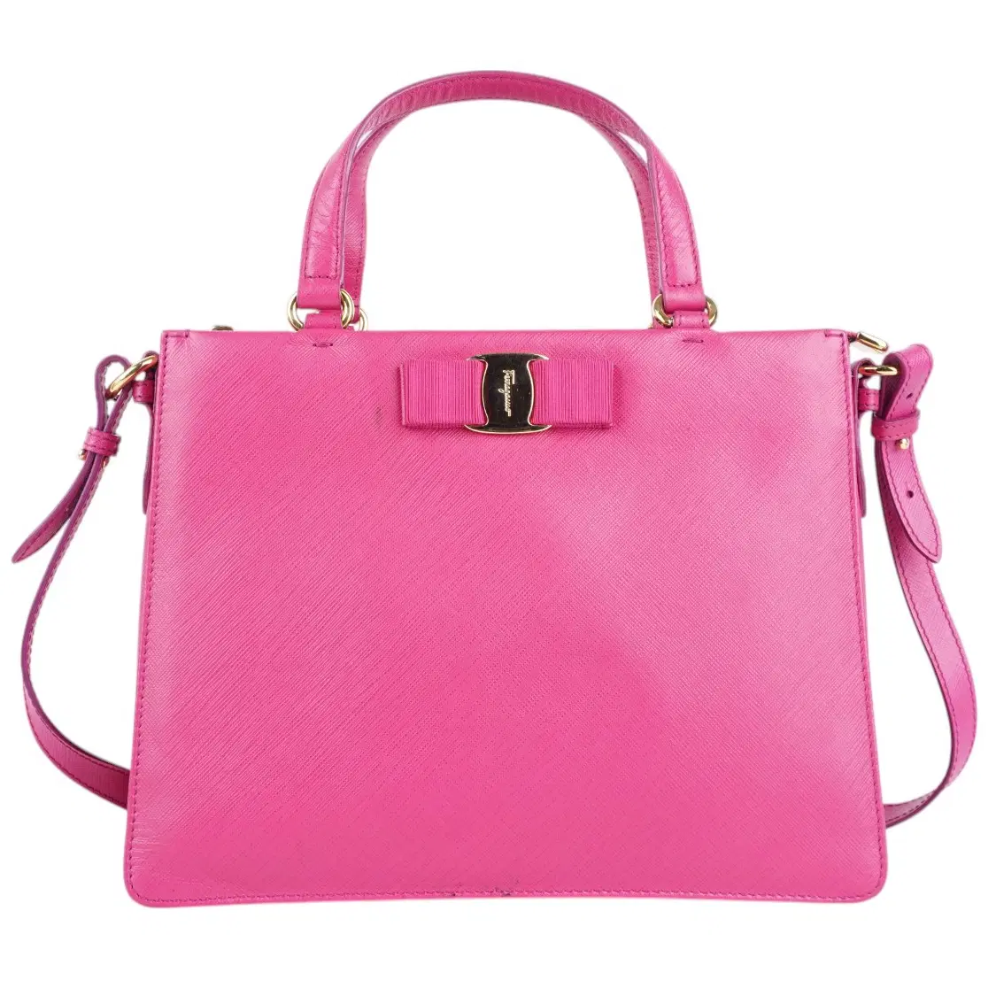 Salvatore Ferragamo Pink Leather Vara Bow Tote