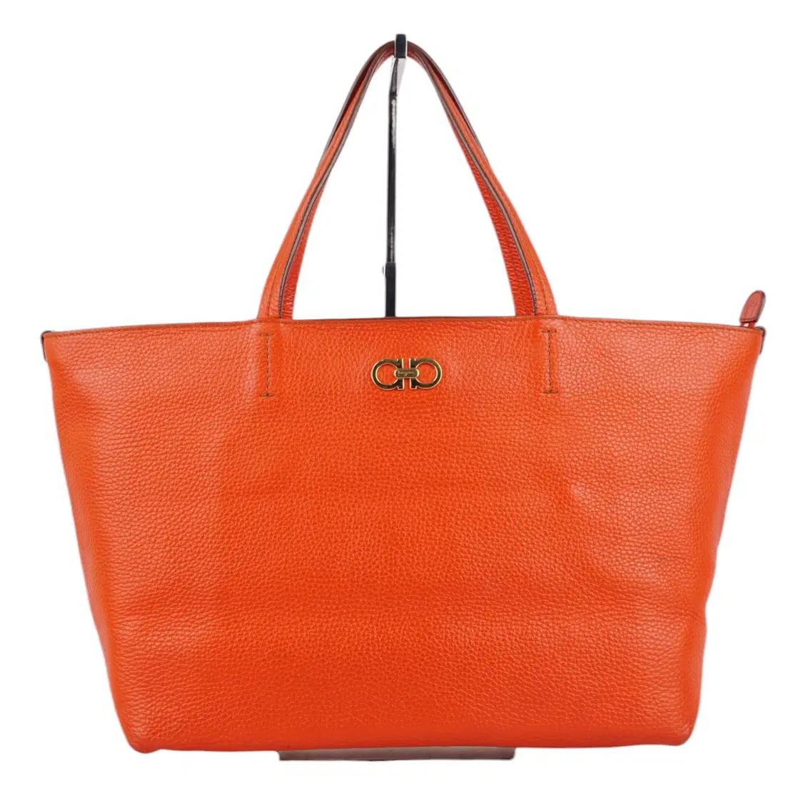 Salvatore Ferragamo Red Pebbled Leather Bice Shopping Tote Bag