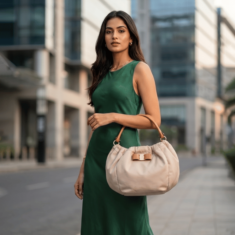 Salvatore Ferragamo Vala Beige Shoulder Bag-Hover-Image