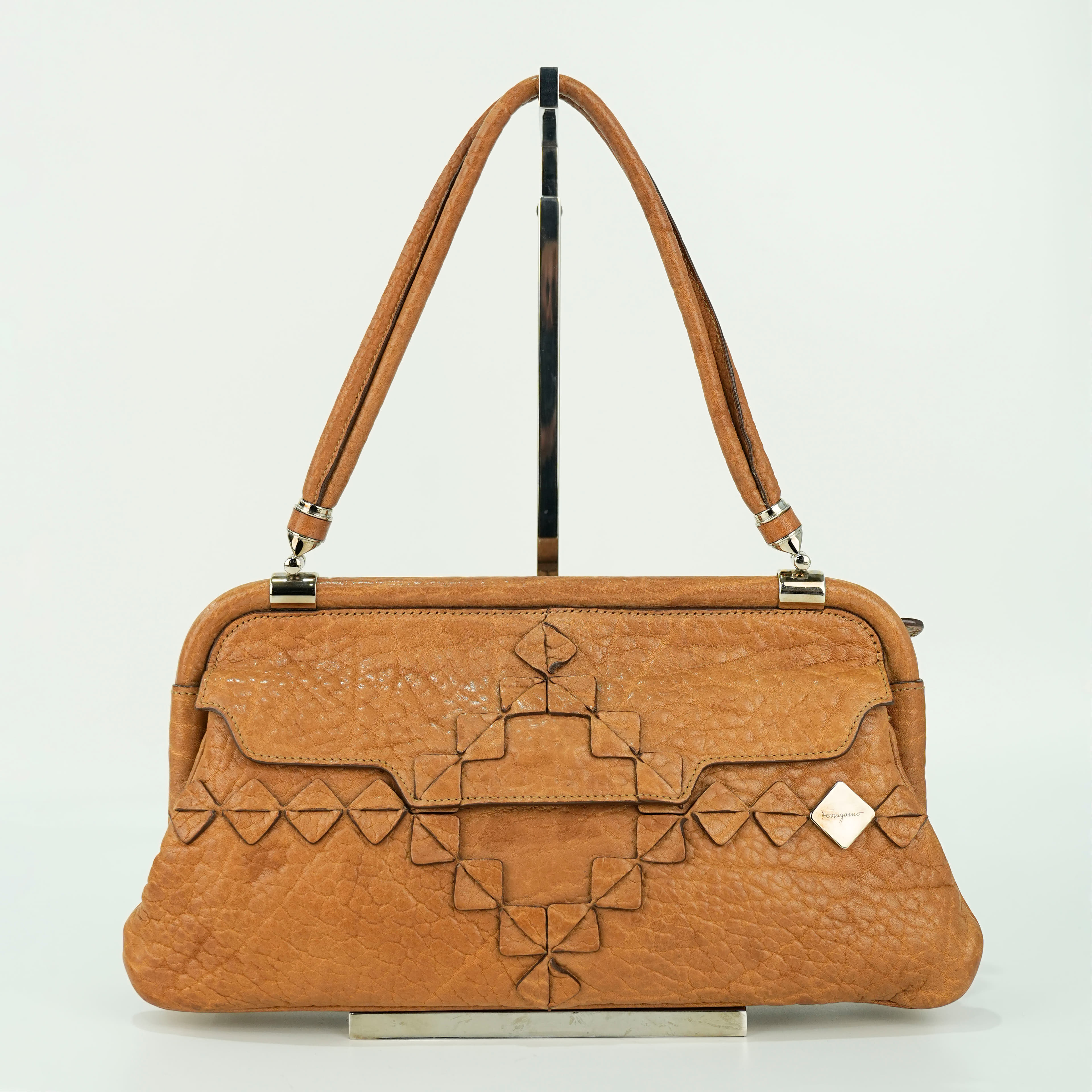 Salvatore Ferragamo unique geometric leather handbag