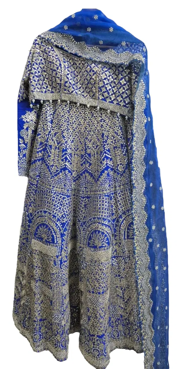 Seema Gujral Blue Embroidered Customized lehenga