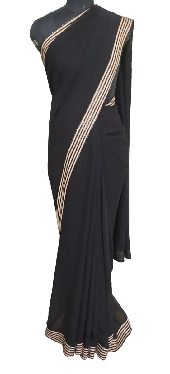 Shahab Durazi Black Saree Without Blouse-Hover-Image