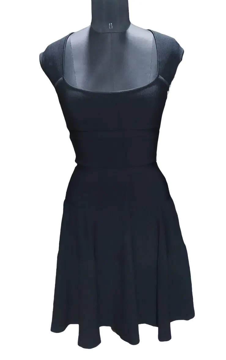 Issa London Black Ribbed Cap Sleeve Knee length Dress-Hover-Image