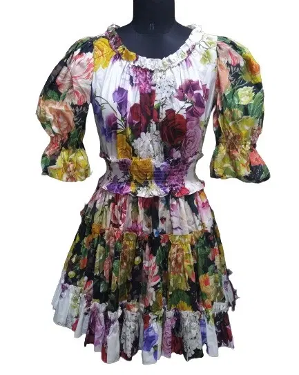 Dolce & Gabbana Multicolor Printed Floral Dress-Hover-Image