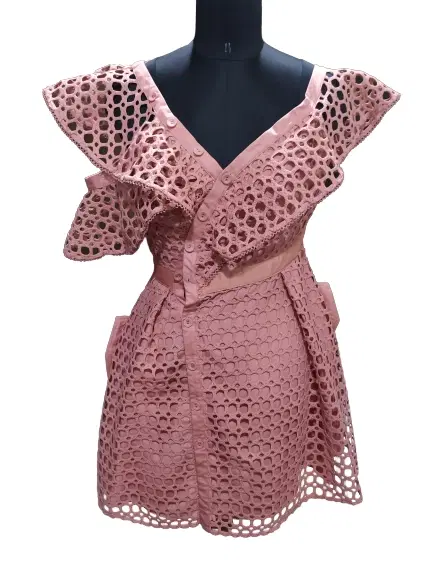 Self Portrait Pink Guipure Lace Mini Dress-Hover-Image