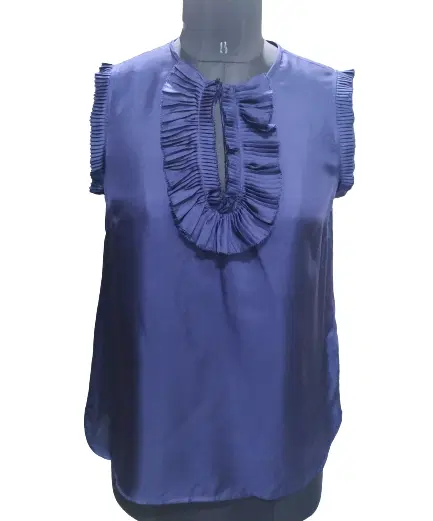 J.crew Ruffle-front Satin Crepe Top