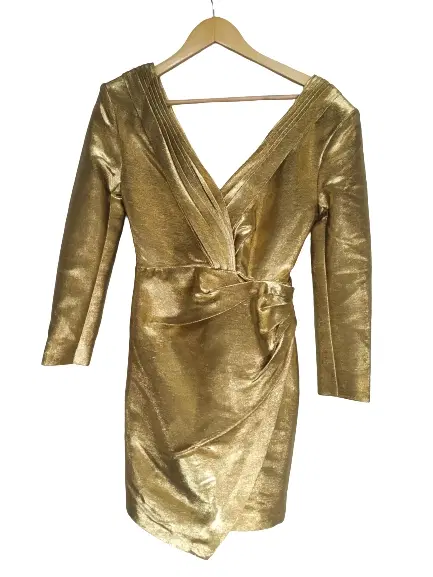 Saint Laurent Gold Wrap Dress