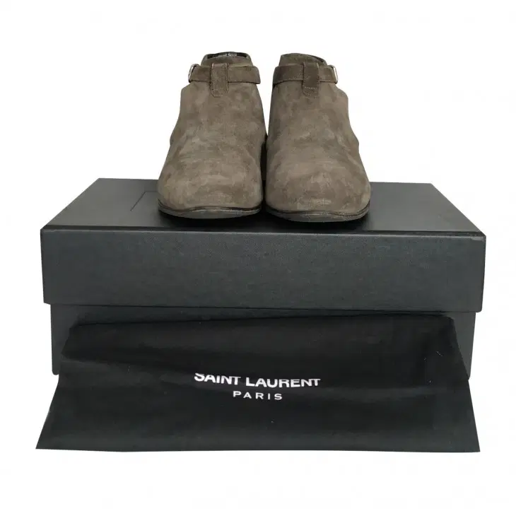 Saint Laurent Grey Classic Jodhpur Suede boots