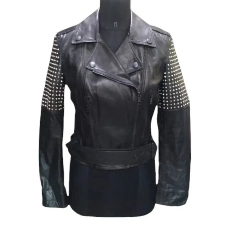Burberry Brit Black Biker Studded Spiked Leather Jacket