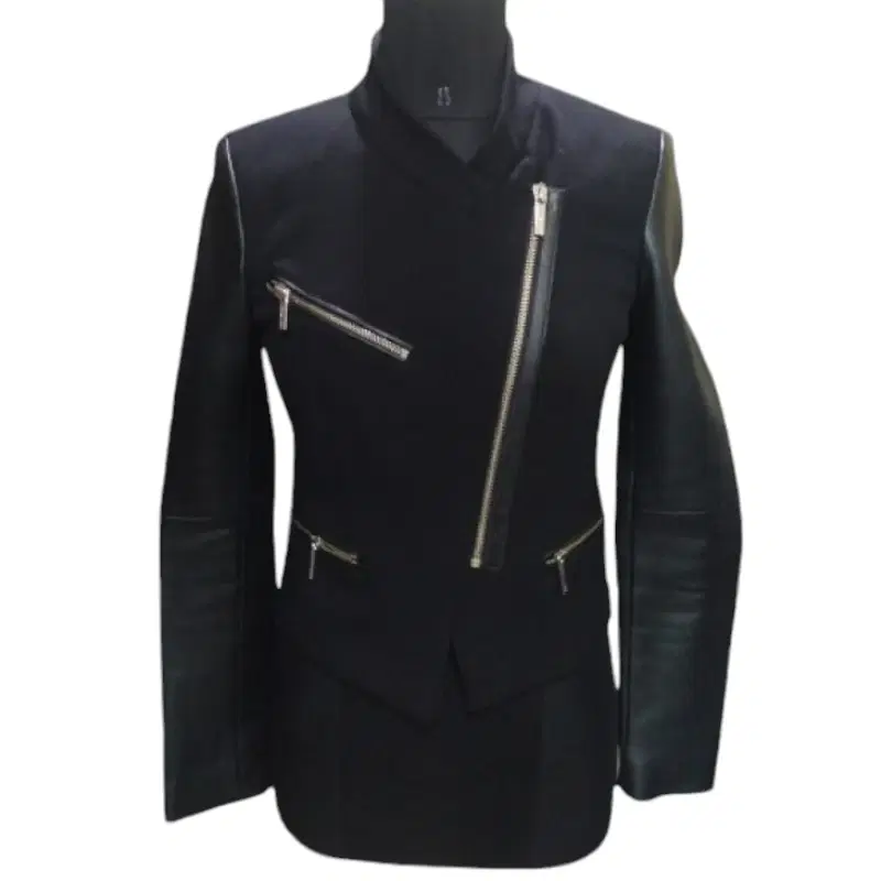 Michael Kors Navy Leather Moto Jacket